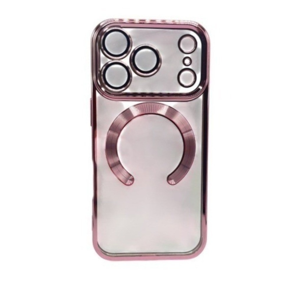 iPhone 17‎ Pro Max Clear Protective Case Pink Metallic Trim NEW